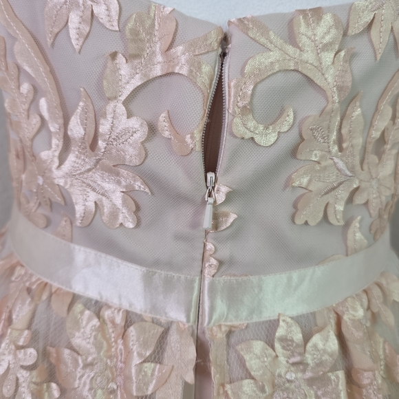 Marchesa Notte Strapless Nude Pink Floral Embroidered Lace  Cocktail Dress Sz S - Picture 7 of 15